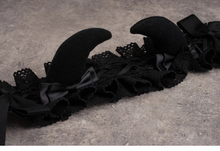 Gothic Black Handmade Devil Horns Hairband