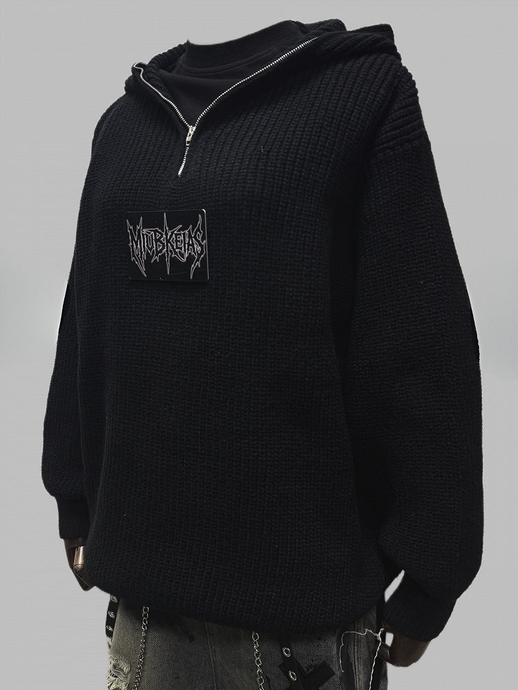 Black Letter Applique Hoodie