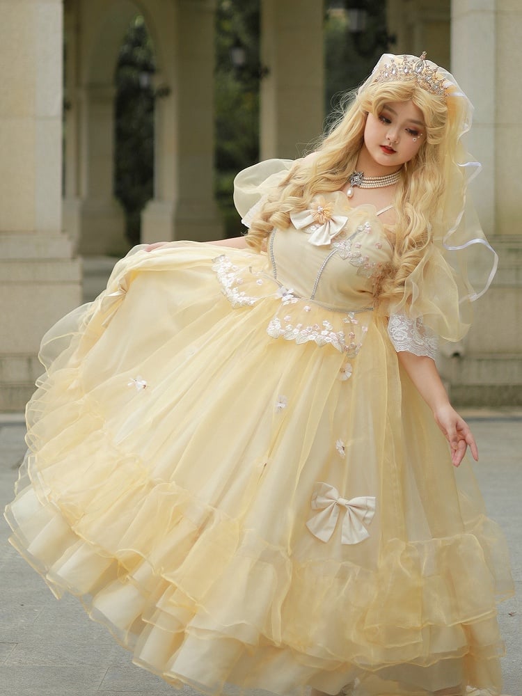 Plus Sizes Available Beauty and the Beast Vibes Floral Embroidery Princess Dress