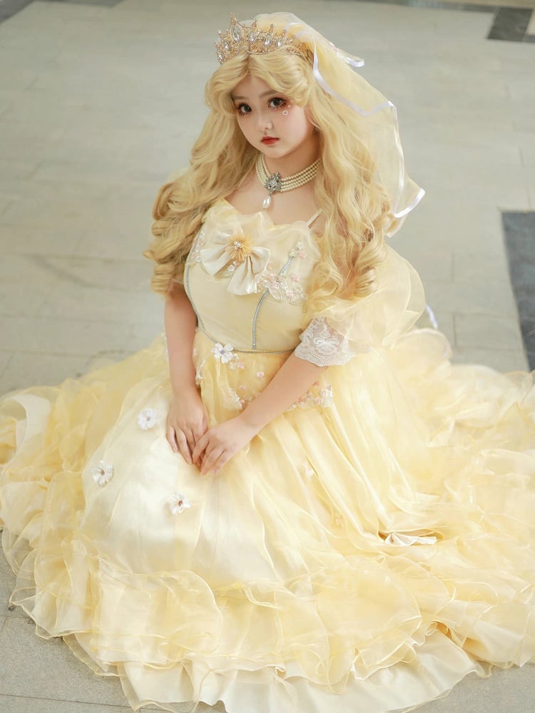 Plus Sizes Available Beauty and the Beast Vibes Floral Embroidery Princess Dress