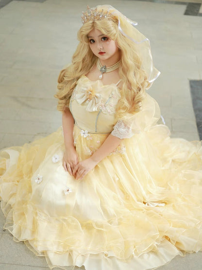 Plus Sizes Available Beauty and the Beast Vibes Floral Embroidery Princess Dress