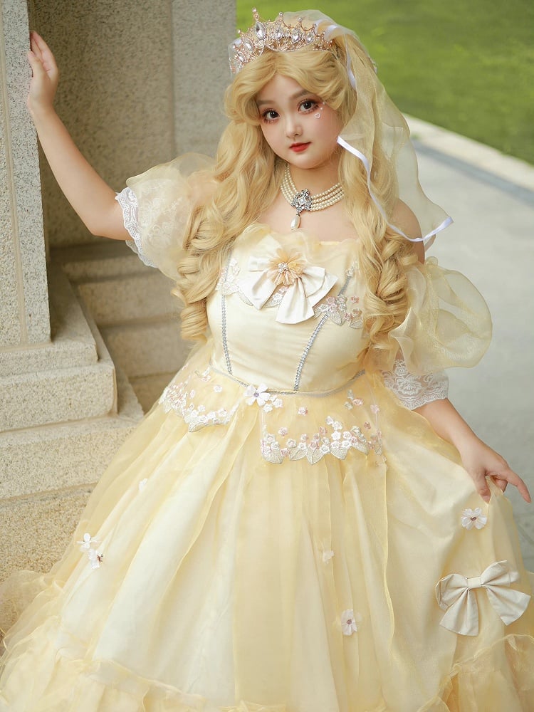 Plus Sizes Available Beauty and the Beast Vibes Floral Embroidery Princess Dress
