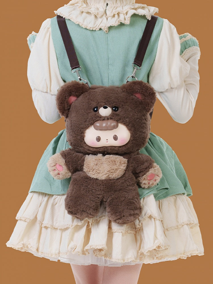 Brown 35cm Plush Bear Backpack Detachable Shoulder Straps