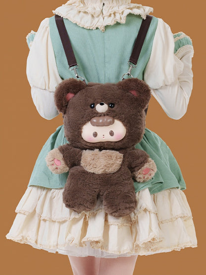 Brown 35cm Plush Bear Backpack Detachable Shoulder Straps