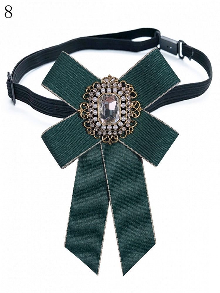 8 Options Preppy Style Rhinestone Decorated Bow Tie