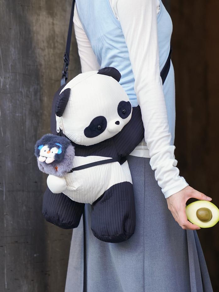 Kawaii Panda Black & White Plus Size Backpack/Crossbody Bag