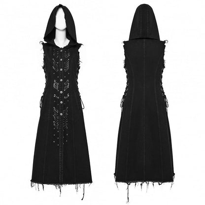 Black Punk Decayed Long Vest