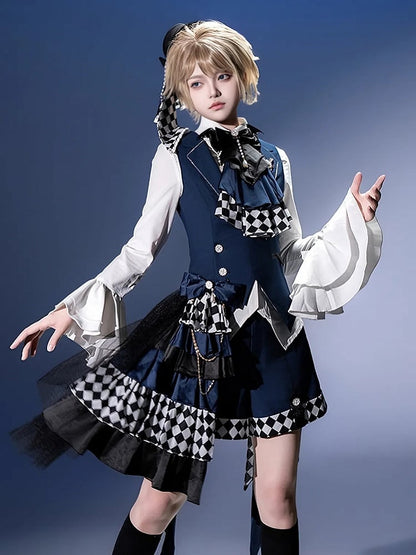 Gold-tone Buttons White Ouji Lolita Bell Sleeves Shirt