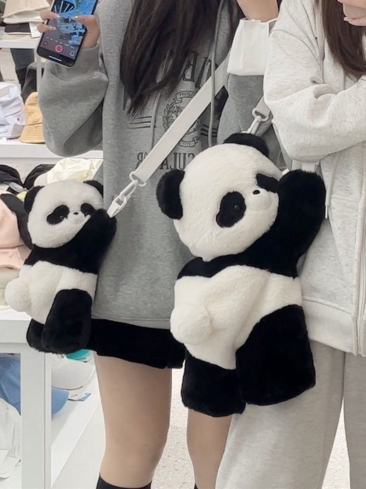 Cute Giant Panda Black and White 42cm Plush Backpack/Crossbody