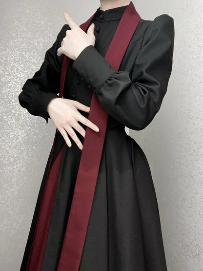 Black and Red Nun Lolita Long Sleeves Dress