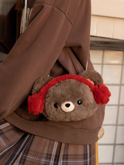 Blue&Brown Plush Letter And Star Embroidery Backpack With A Detachable Bear Plushie