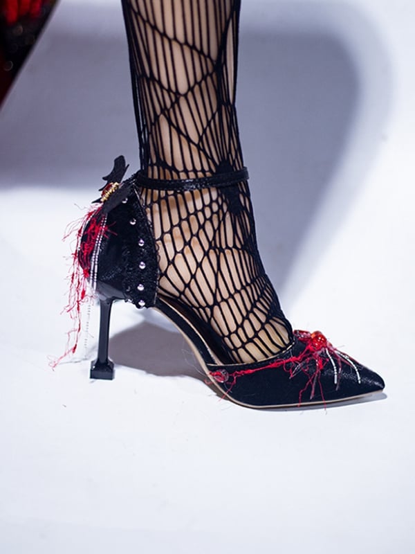 Blue&Red Gothic Lolita Heart Decorated Spider Design Pointed Toe 5CM/8.5CM High Heels