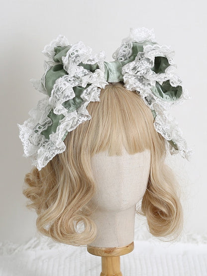 11 Colors Large - Sized Sweet Lolita Multi - layer Bowknot KC With Lace Trims