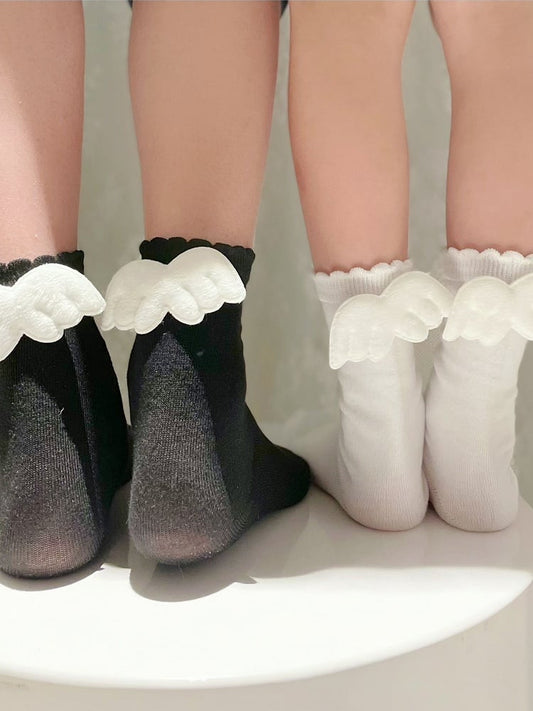 White/Black Wings Lolita Ankle Socks