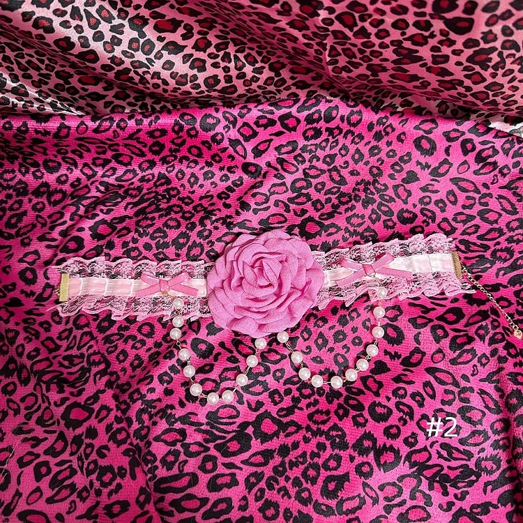 Hime Gyaru Showa Y2K Pink Rose Choker |4 Options with Beaded Chain