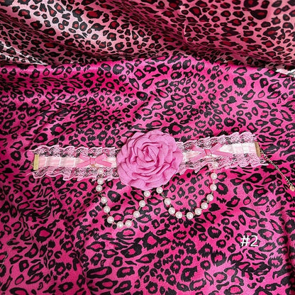 Hime Gyaru Showa Y2K Pink Rose Choker |4 Options with Beaded Chain