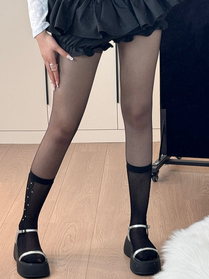 Black/White Polka-dot Pattern Tights