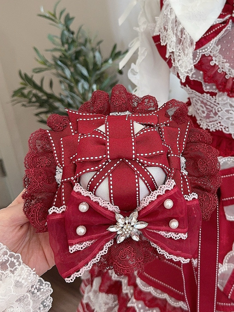 5 Color Options Beaded And Rhinestone Decorated Bowknot Details Lace Trim Mini Hat