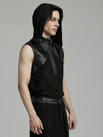 Black Punk Hooded Tank Top