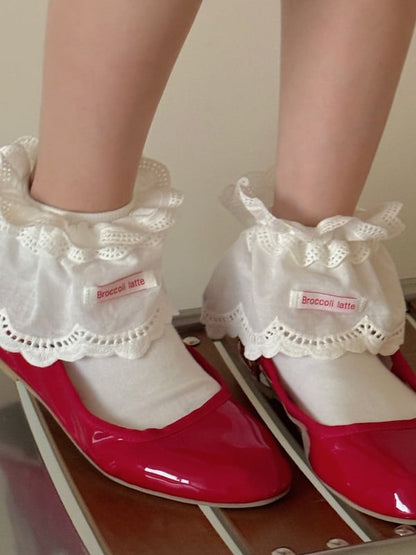 White Lolita Ruffled Cuff Ankle Socks