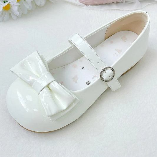 Sweet White Mary Janes for Lolita - Round Toe with Ring Clasp & Decorative Bow