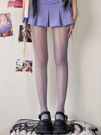 Purple/Brown/Pink Y2K Hollow-out Tights