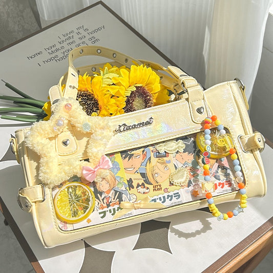 Yellow Vintage PU Leather Display Board Ita Shoulder Bag