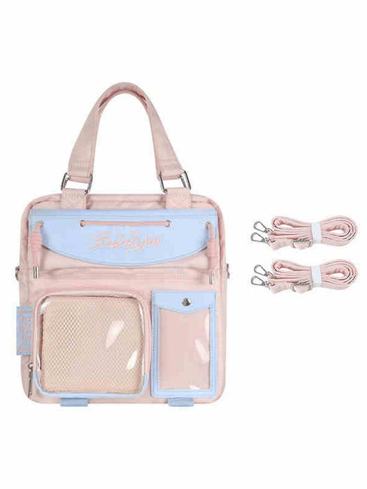 Pink & Blue Letters Embroidery Ita Bag