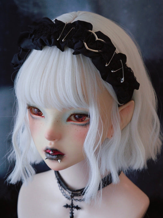 Black Ruffle Lace Trim With Pins Details KC