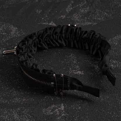 Gothic Cross Zip Decorated Black Ruffled KC