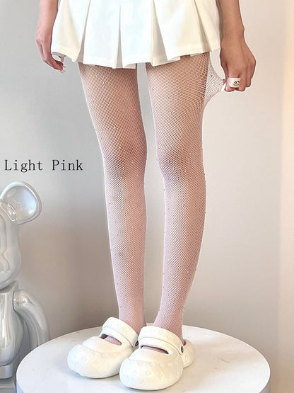 11 Color Options Rhinestone Decorated Fishnet Tights