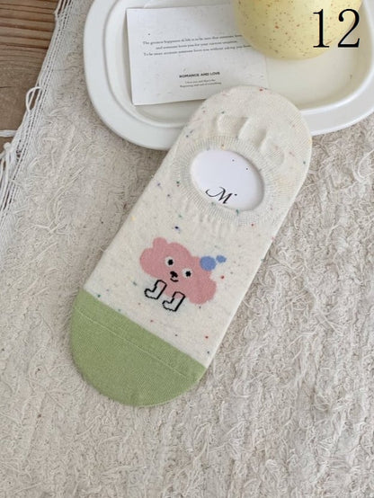 17 Options Colorful Ankle Socks With Cake/Apple/Bear/Puppy/Bowknot/Polka-dot/Striped Pattern/Floral Print