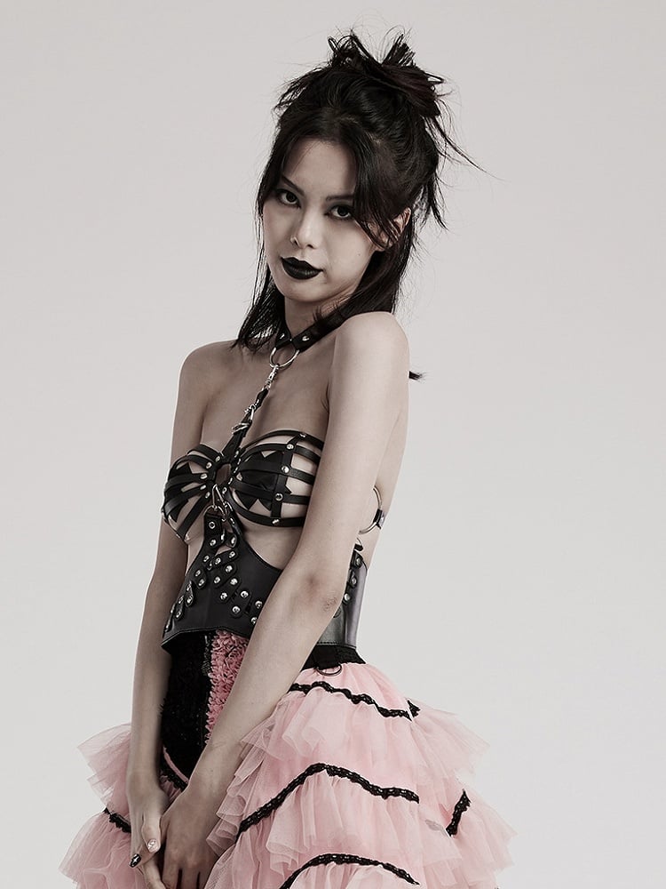 Black Punk Adjustable PU Top