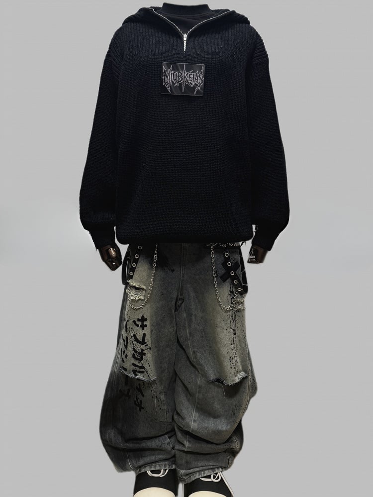 Black Letter Applique Hoodie