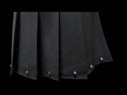 Y2K Black Cross Charms High Waist Studs Design Punk Pleated Skirt