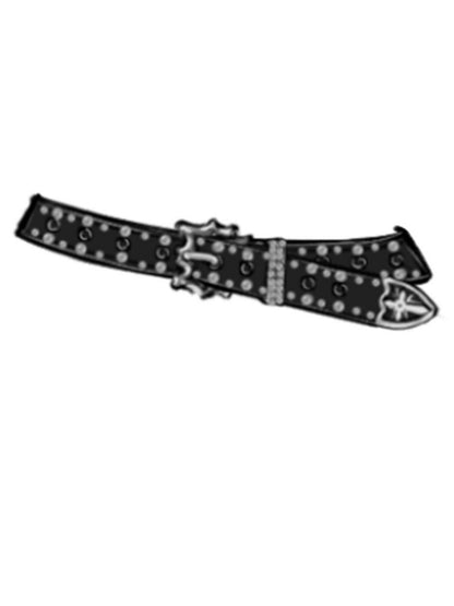 Plus Size 130CM Black PU Belt with Studded Accents
