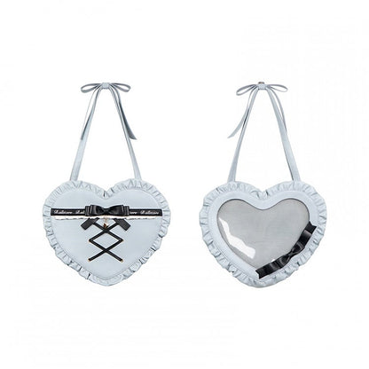 Blue Heart-shaped Bowknot Lace-up Ita Bag