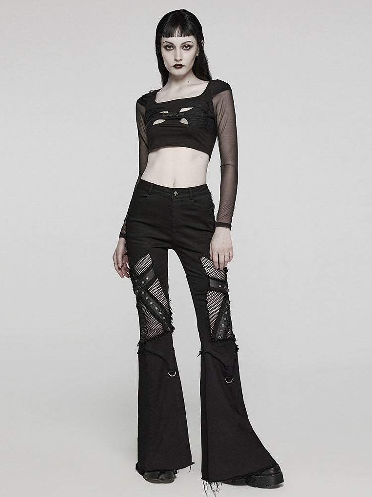 Black Punk Hollow Cross Pants