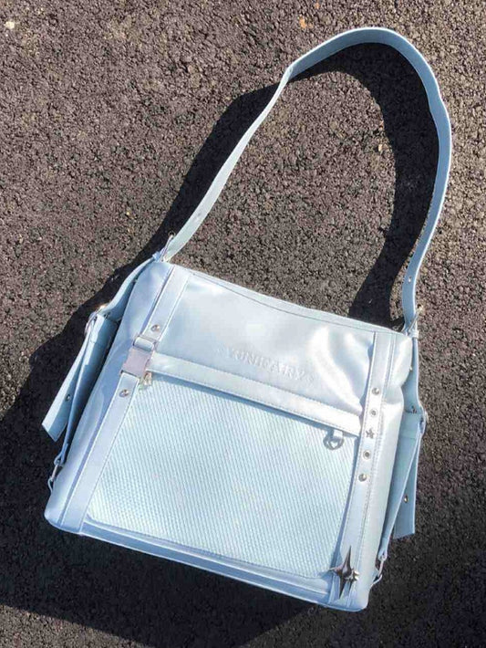Light Blue Stud Detail Buckle Strap Ita Bag