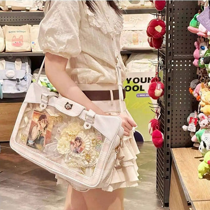 Plaid Pattern Large Capacity White Ita Tote Bag