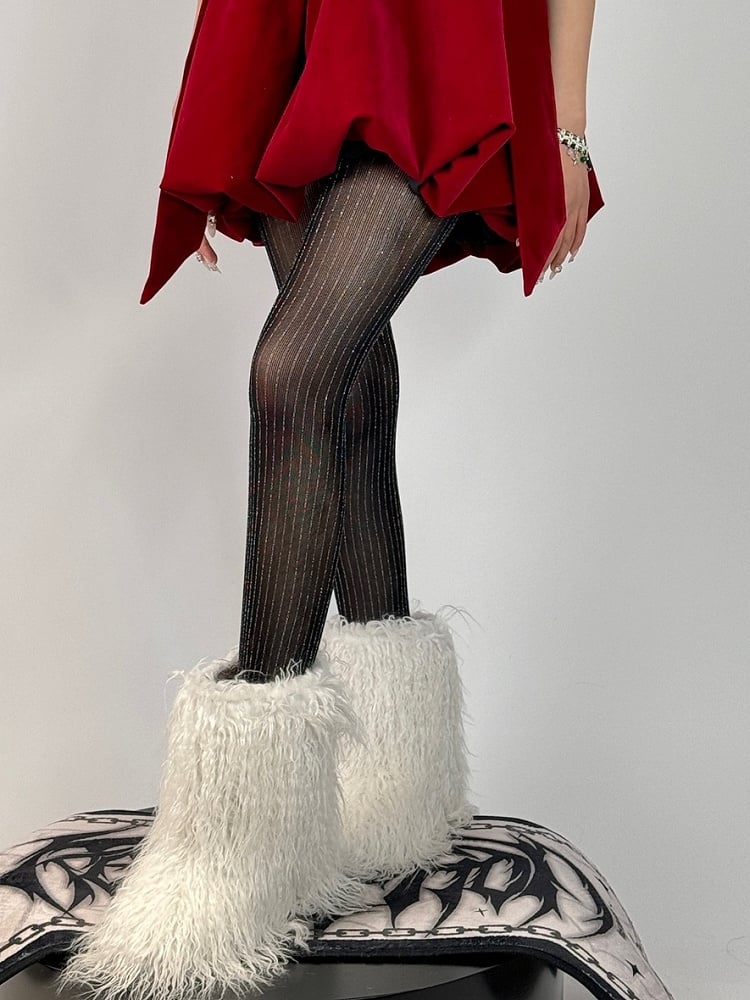 Black/Red/Gray/Brown Striped Pattern Tights