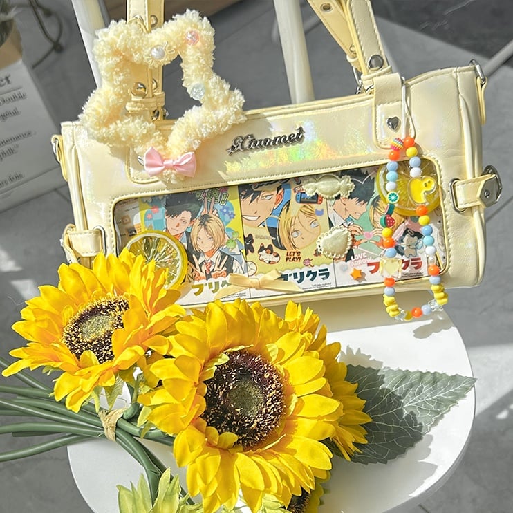 Yellow Vintage PU Leather Display Board Ita Shoulder Bag