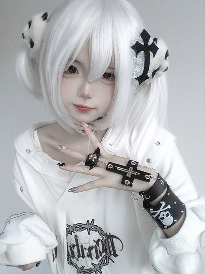 Black Skeleton PU Punk Bracelet