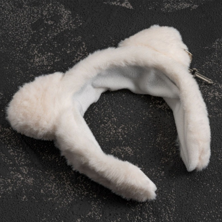 Metal Cross Goth White Plush Kitten Ears KC