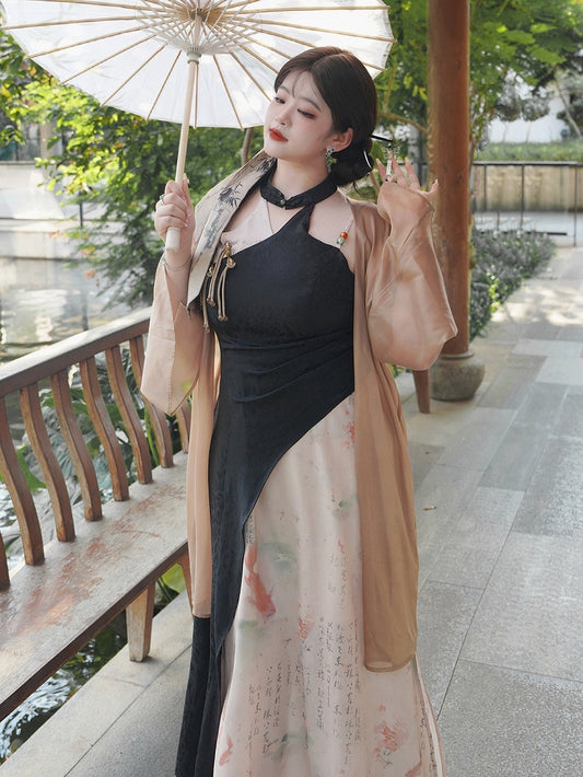 Plus Size Open Placket Long Sleeves Coverup