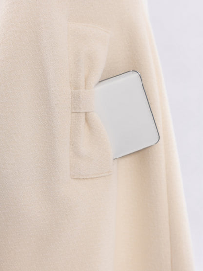 Creamy Jirai Kei Butterfly Buckles Closure Coat with Detachable Plush Collar and Cuffs