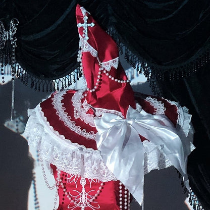 Black / Red / Blue Halloween Witch Hat with Bead Chains