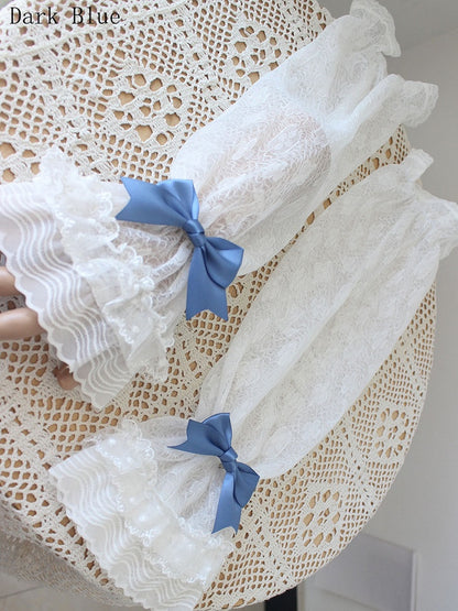 10 Color Options Detachable Bowknot Details Lace Trim Sleeves