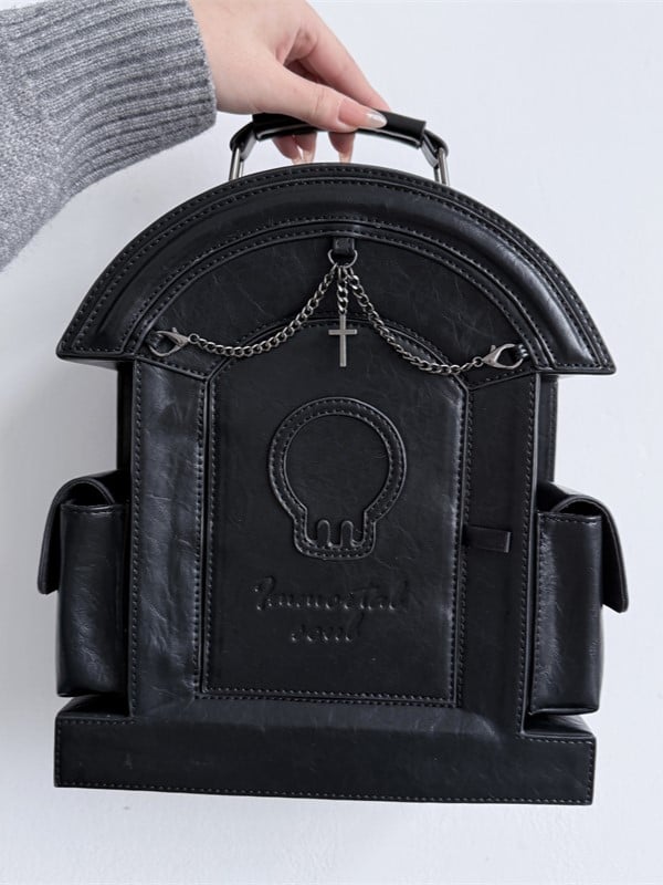 Black Gothic Tombstone-shaped Backpack