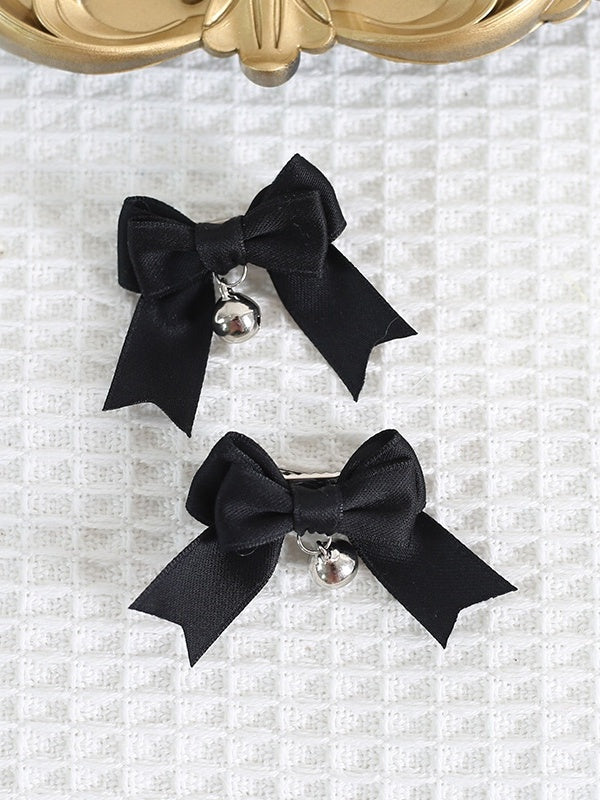 14 Colors A Pair of Cute Bowknot Hairclips with Bell Charm